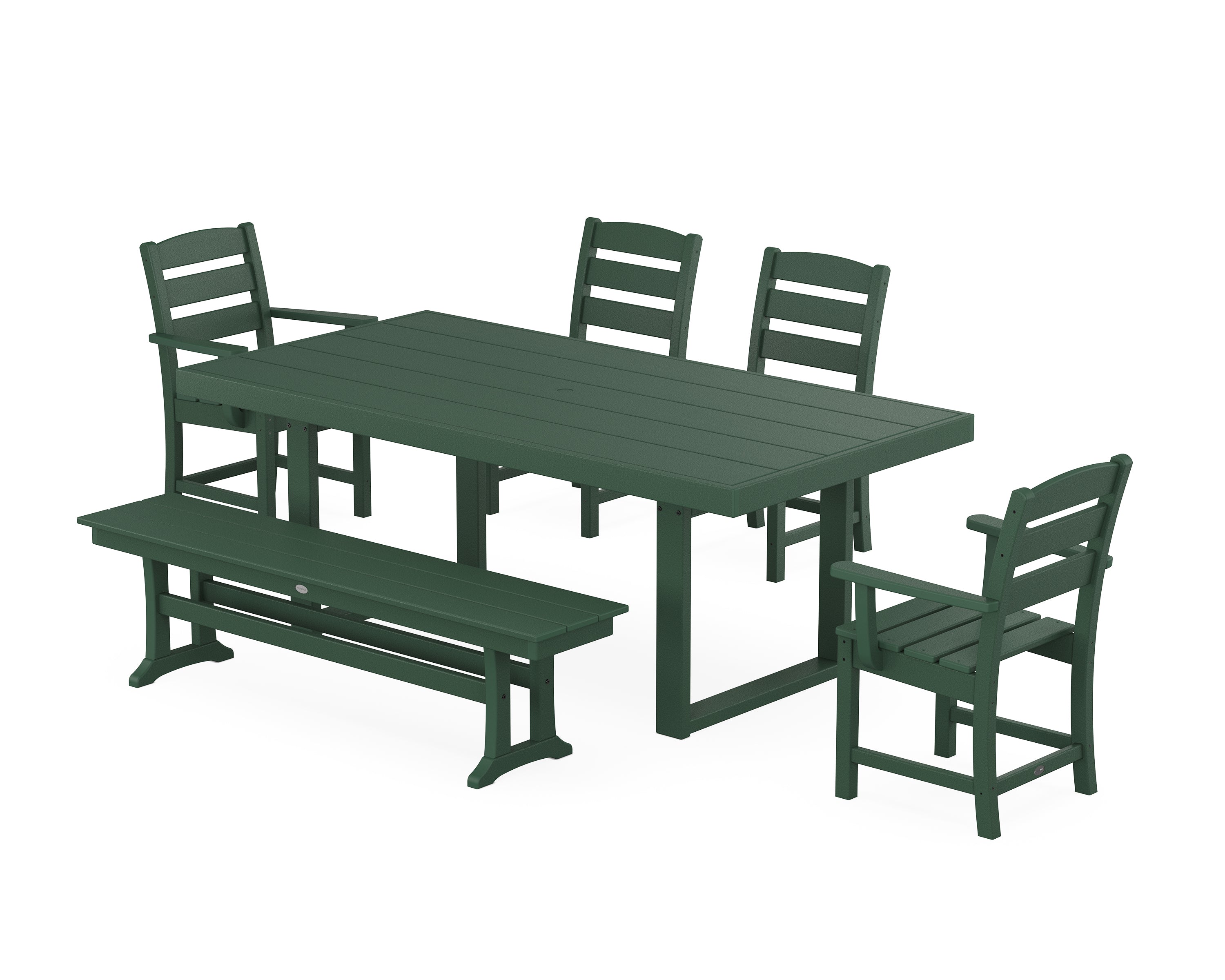 POLYWOOD® Lakeside 6-Piece Dining Set with Bench in Green