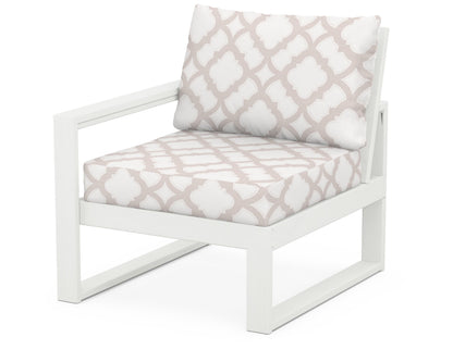 POLYWOOD® EDGE Modular Left Arm Chair in Vintage White / Trellis Dune Burlap