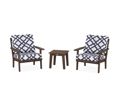 POLYWOOD® Prairie 3-Piece Deep Seating Set in Mahogany / Trellis Navy