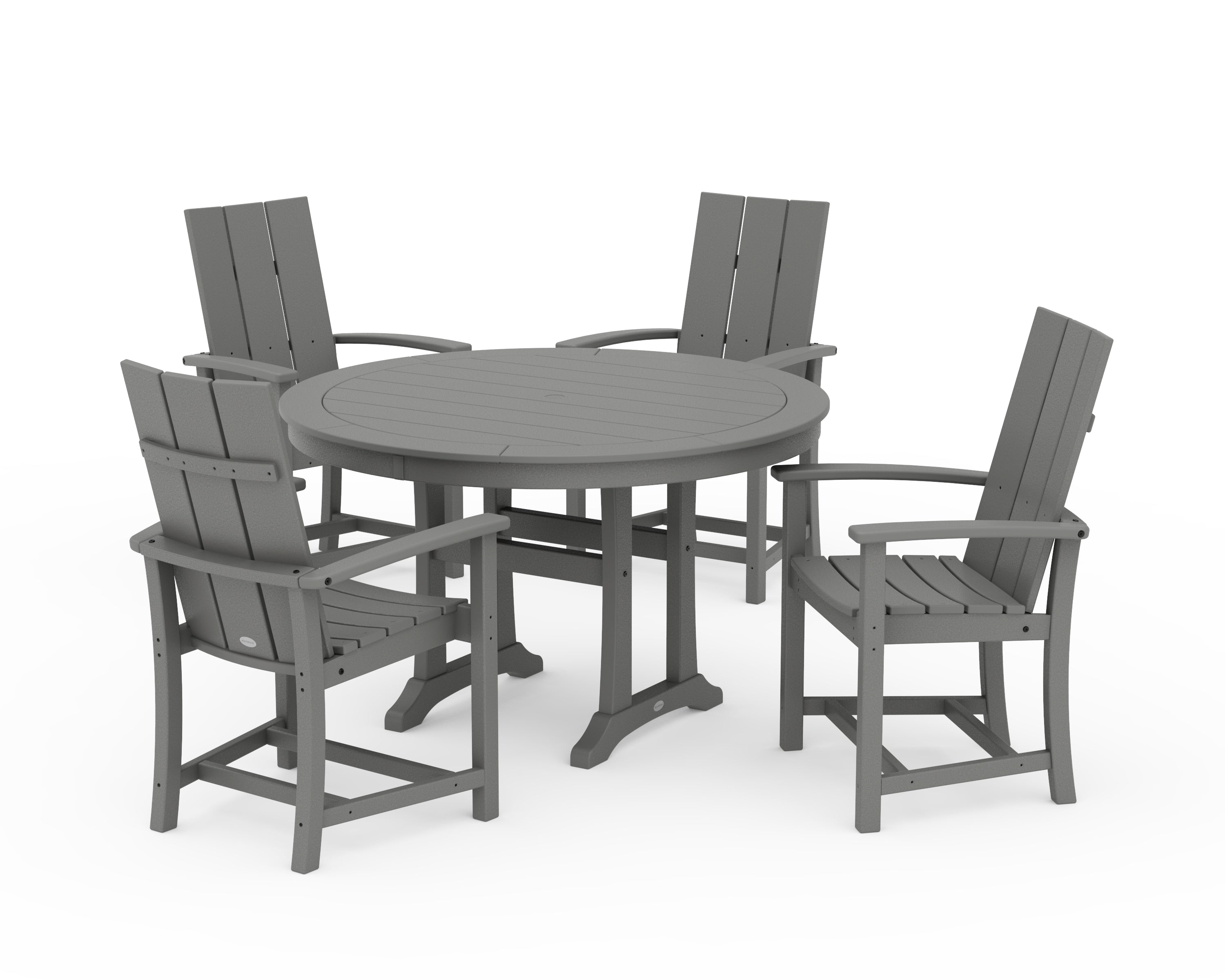 POLYWOOD® Modern Adirondack 5-Piece Round Dining Set with Trestle Legs in Slate Grey