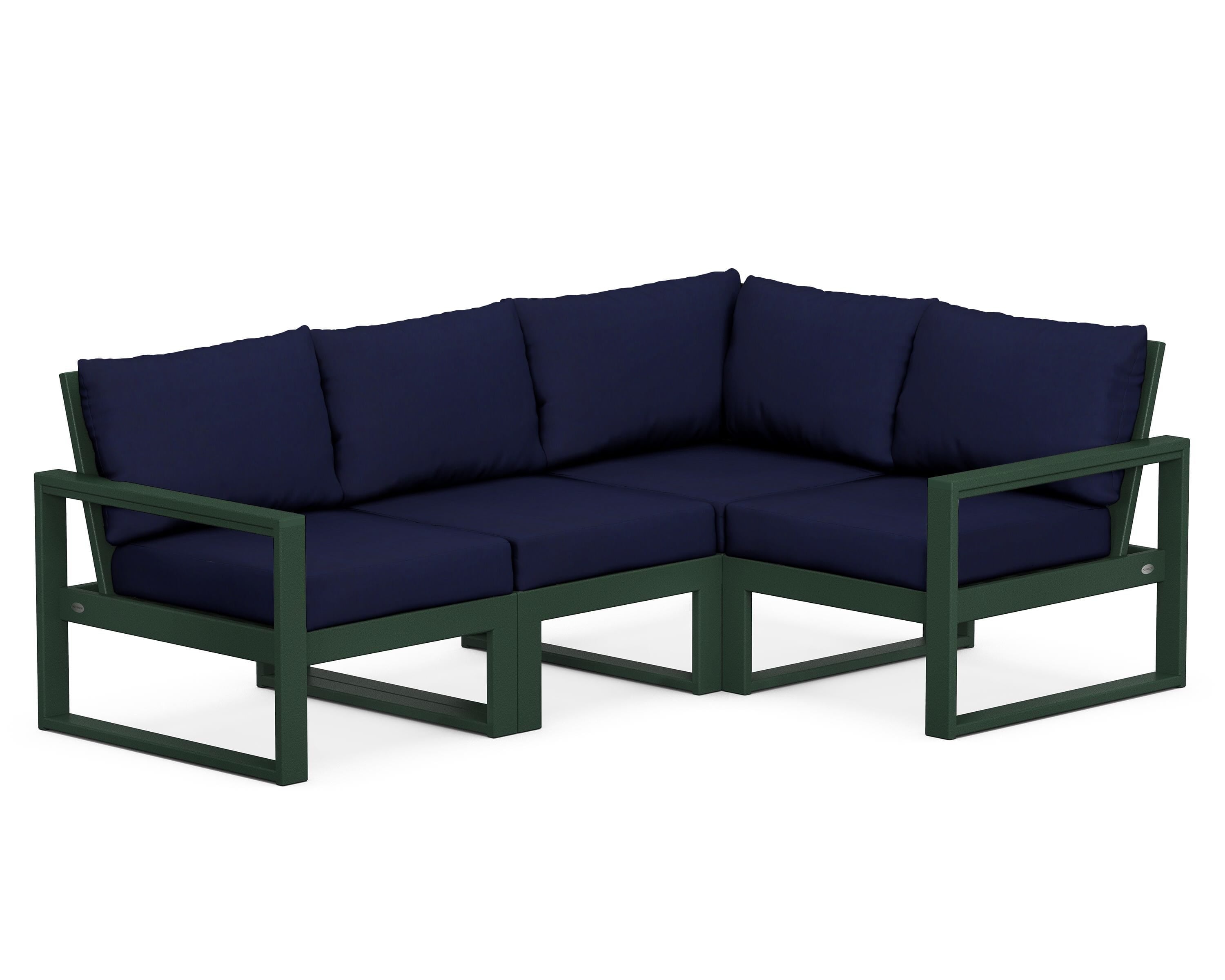 POLYWOOD® EDGE 4-Piece Modular Deep Seating Set in Green / Navy