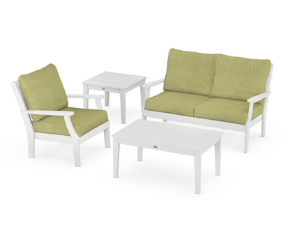 POLYWOOD® Braxton 4-Piece Deep Seating Set in White / Chartreuse Boucle
