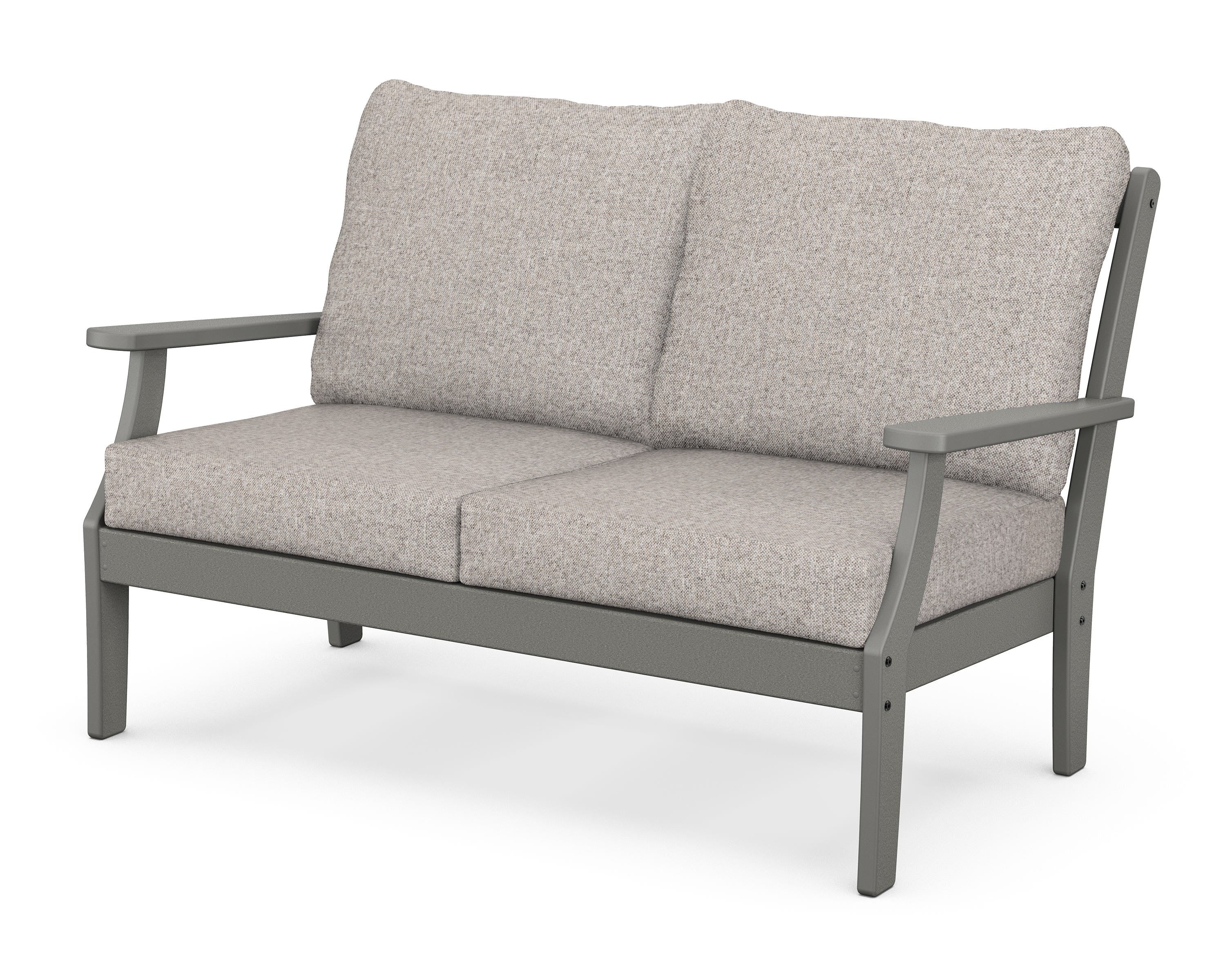 POLYWOOD® Braxton Deep Seating Loveseat in Slate Grey / Weathered Tweed