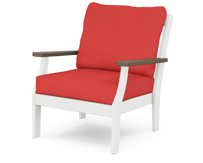 POLYWOOD® Braxton Deep Seating Chair in White / Kona / Crimson Linen