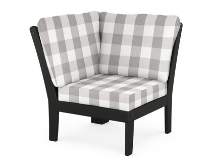 POLYWOOD® Braxton Modular Corner Chair in Black / Buffalo Plaid Grey Mist