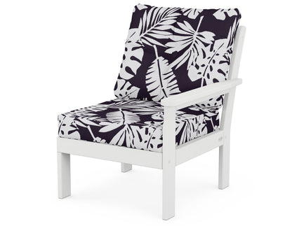 POLYWOOD® Vineyard Modular Right Arm Chair in White / Leaf Navy
