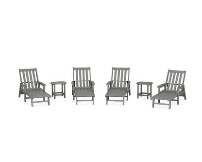 POLYWOOD® Vineyard 6-Piece Chaise with Arms Set in Slate Grey