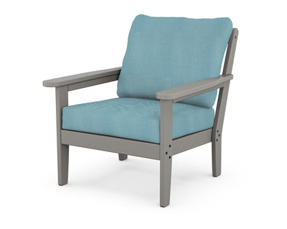 Country Living Cottage Deep Seating Chair in Slate Grey / Lattice Sky Blue