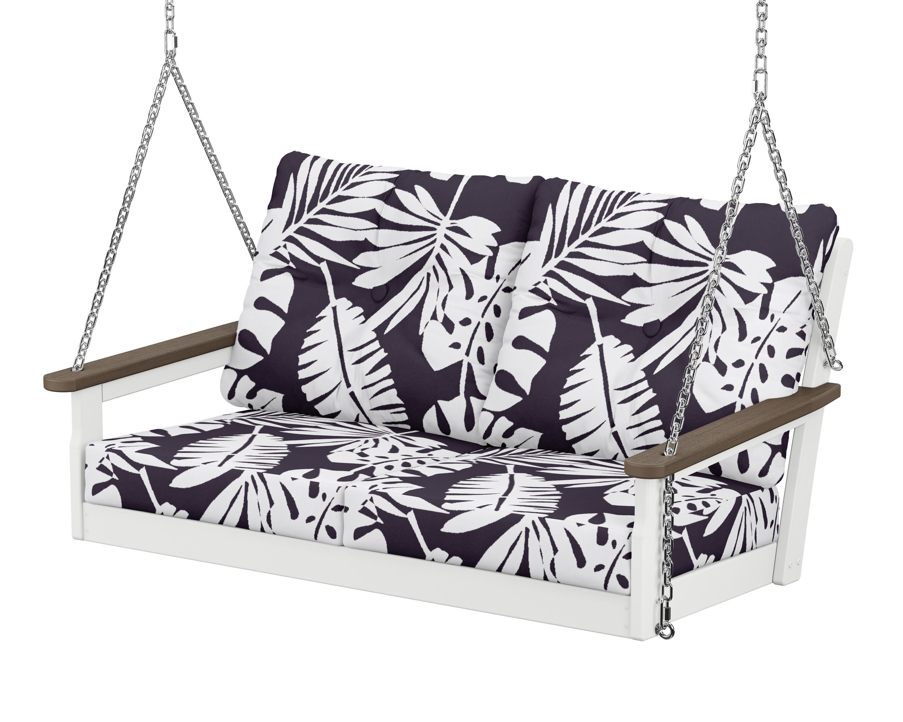 POLYWOOD® Vineyard Deep Seating Swing in White / Kona / Leaf Navy
