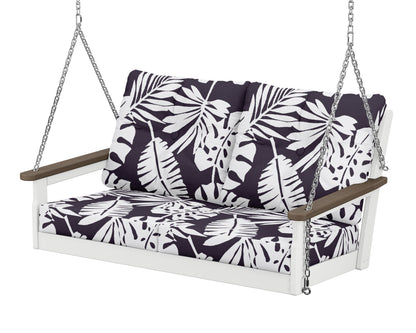 POLYWOOD® Vineyard Deep Seating Swing in White / Kona / Leaf Navy