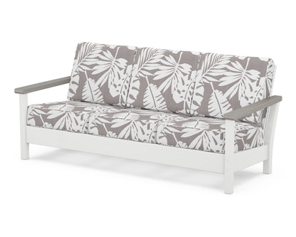 POLYWOOD® Harbour Deep Seating Sofa in White / Driftwood / Leaf Grey Mist