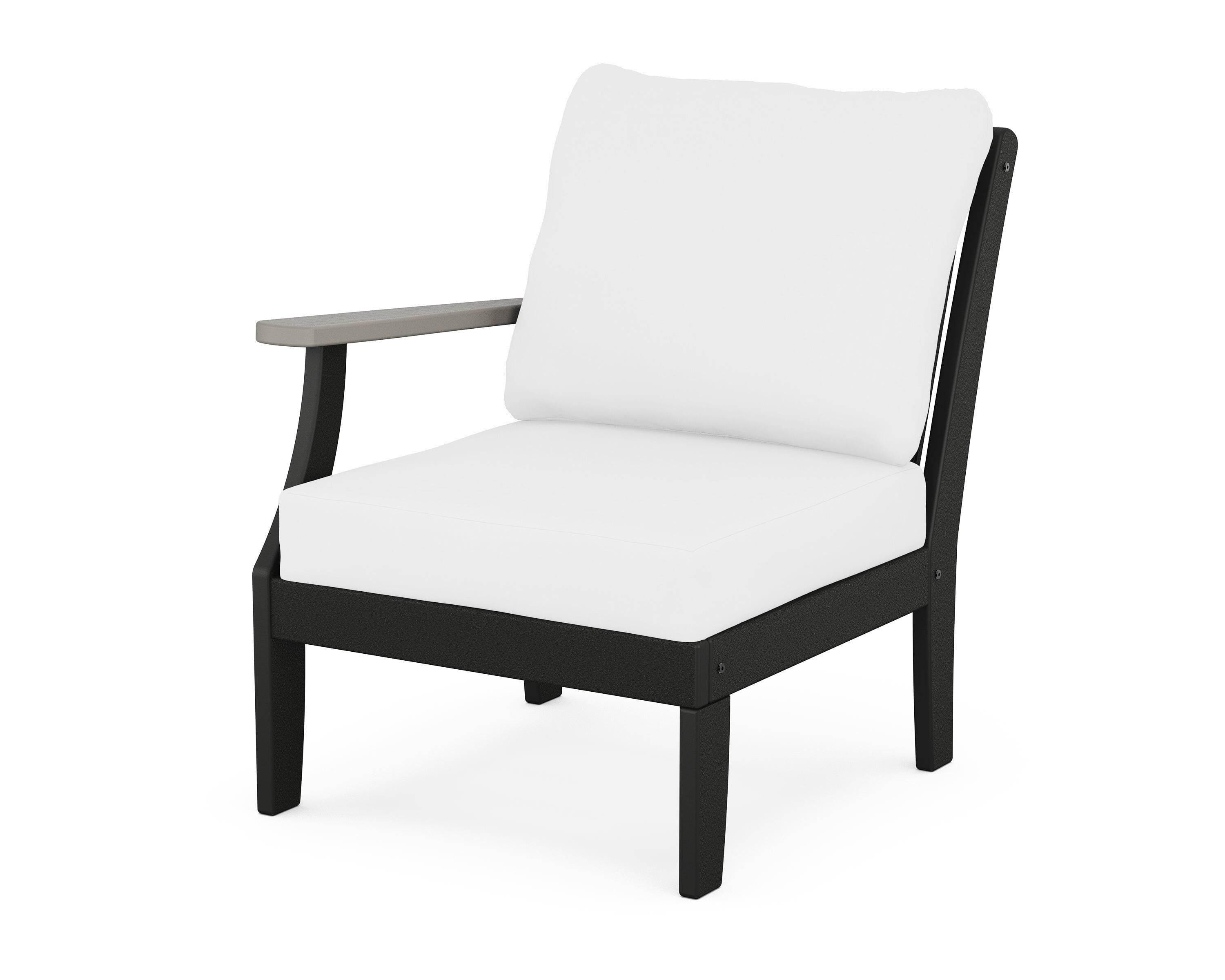 POLYWOOD® Braxton Modular Left Arm Chair in Black / Driftwood / Natural