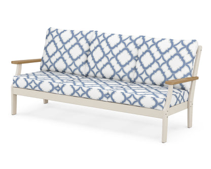 POLYWOOD® Braxton Deep Seating Sofa in Sand / Natural / Trellis Sky Blue
