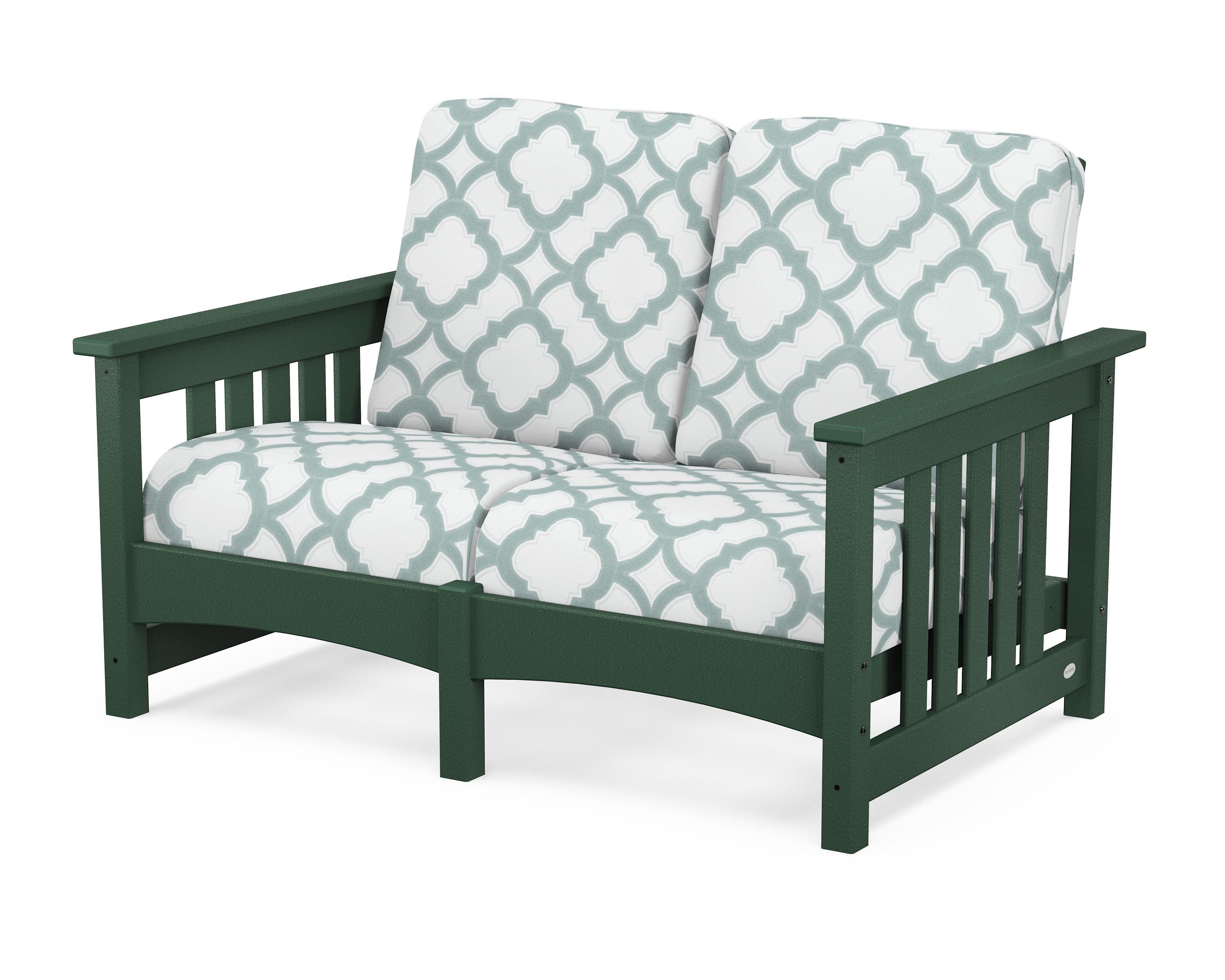 POLYWOOD® Club Mission Loveseat in Green / Trellis Glacier Spa
