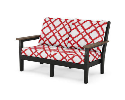 POLYWOOD® Chippendale Deep Seating Loveseat in Black / Kona / Trellis Crimson