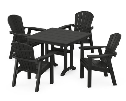 POLYWOOD® Seashell 5-Piece Farmhouse Dining Set With Trestle Legs in Black
