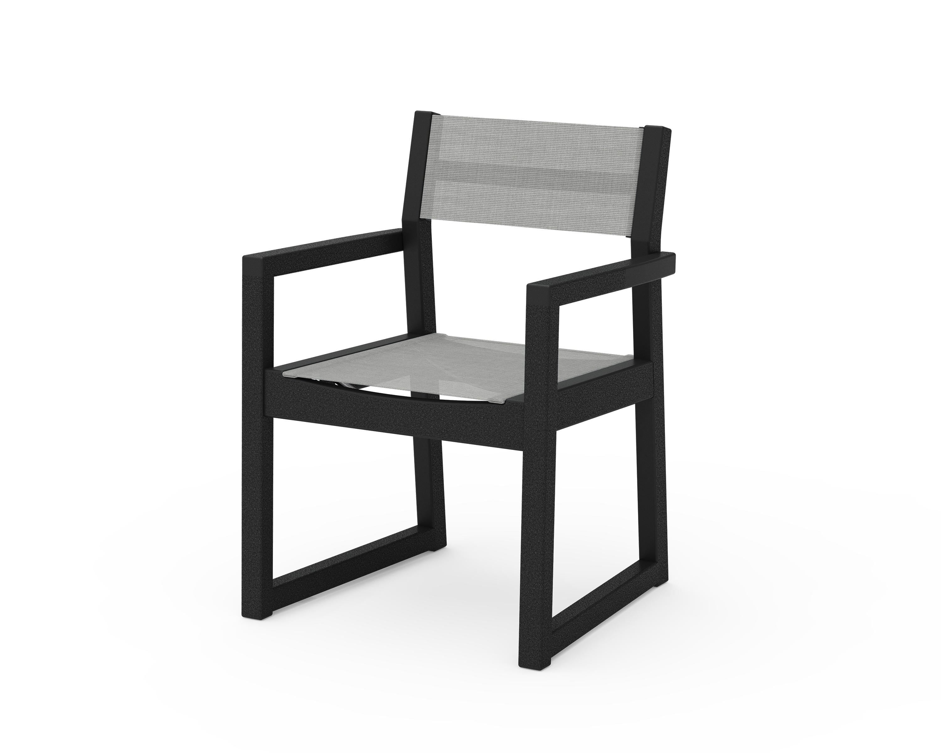 POLYWOOD® EDGE Sling Dining Arm Chair in Black / Metallic Sling