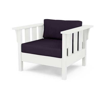 Martha Stewart by POLYWOOD® Acadia Deep Seating Chair in White / Navy Linen