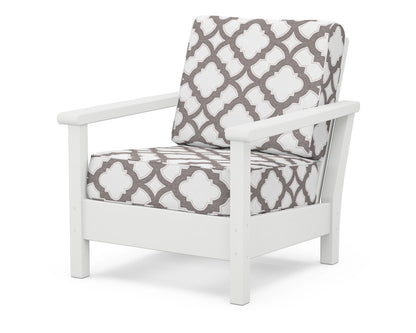 POLYWOOD® Harbour Deep Seating Chair in White / Trellis Grey Mist