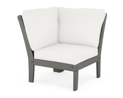 POLYWOOD® Braxton Modular Corner Chair in Slate Grey / Natural Linen