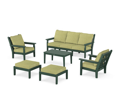 POLYWOOD® Chippendale 6-Piece Lounge Sofa Set in Green / Chartreuse Boucle