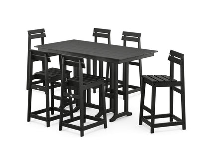 POLYWOOD® Modern Studio Plaza Bar Chair 7-Piece Set in Black