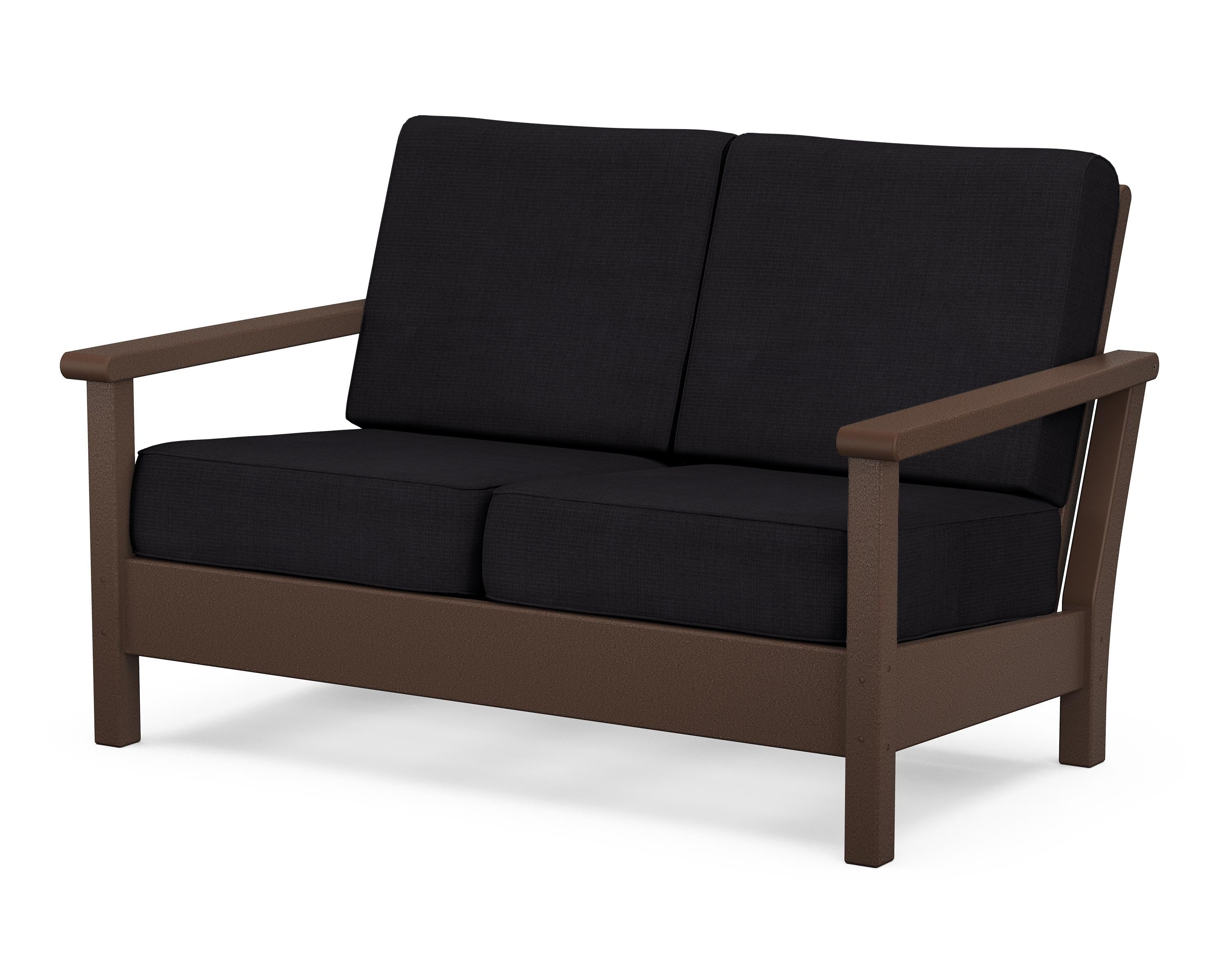 POLYWOOD® Harbour Deep Seating Loveseat in Mahogany / Midnight Linen