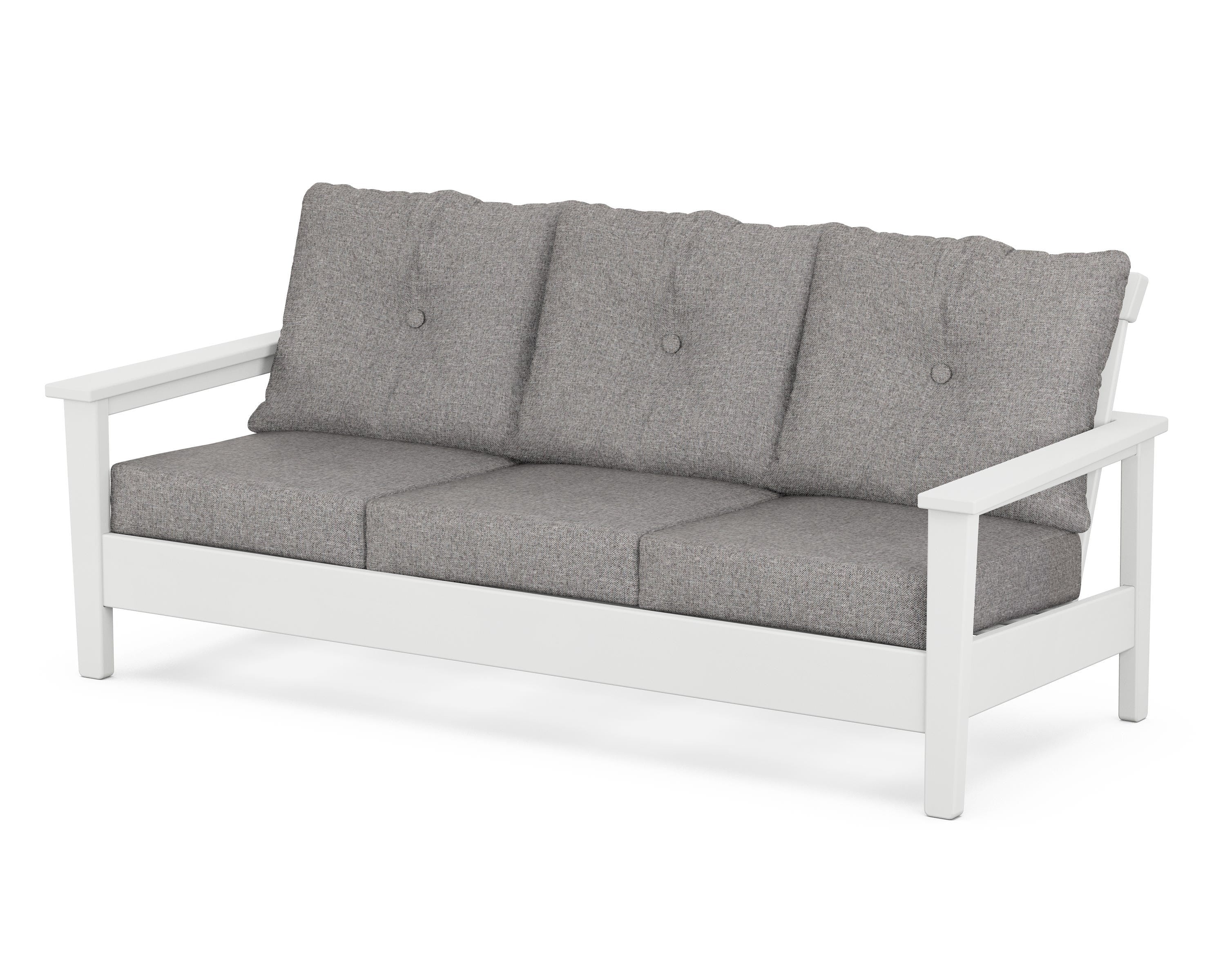POLYWOOD® Prescott Deep Seating Sofa in White / Grey Mist