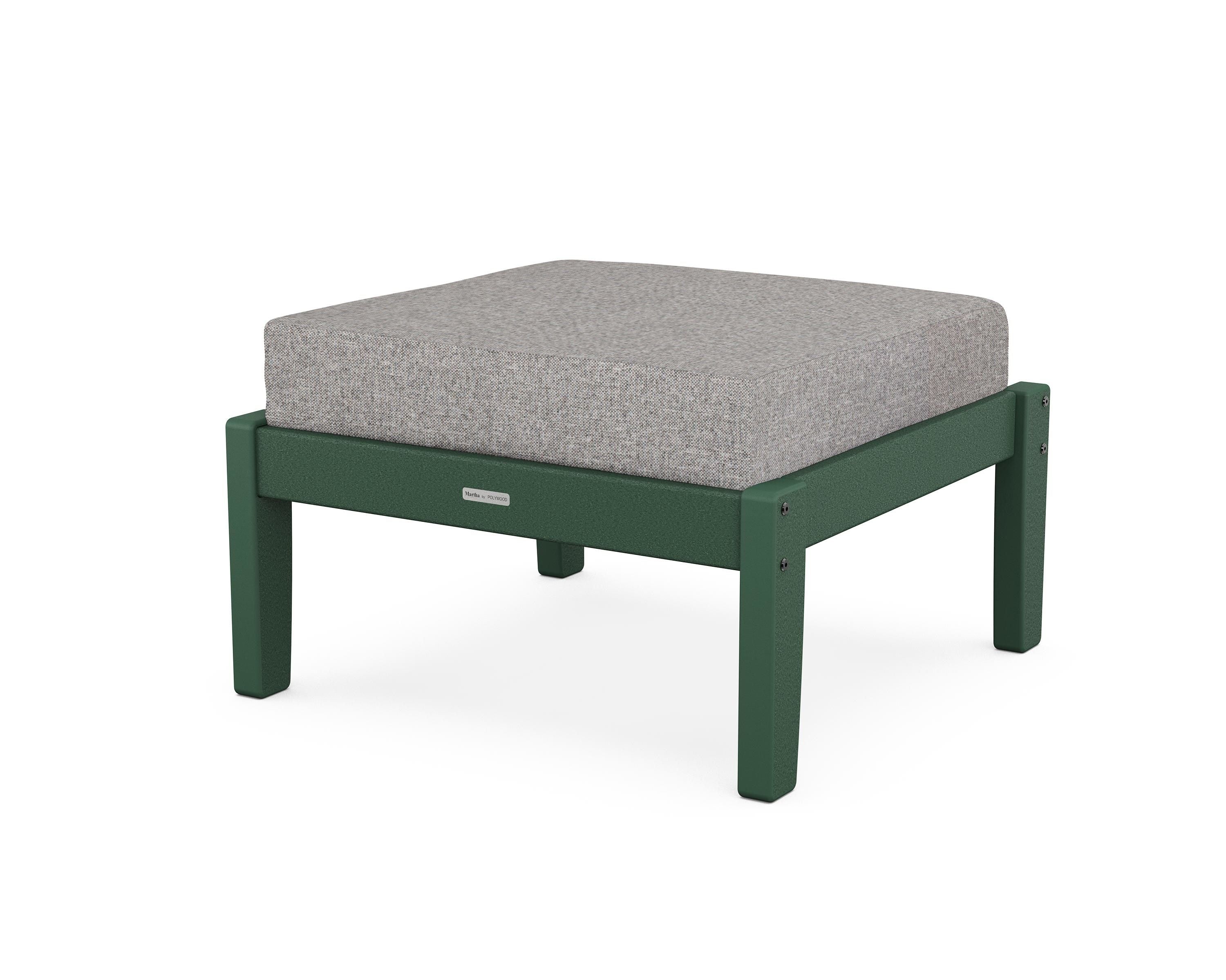 Martha Stewart by POLYWOOD® Chinoiserie Deep Seating Ottoman in Green / Grey Mist