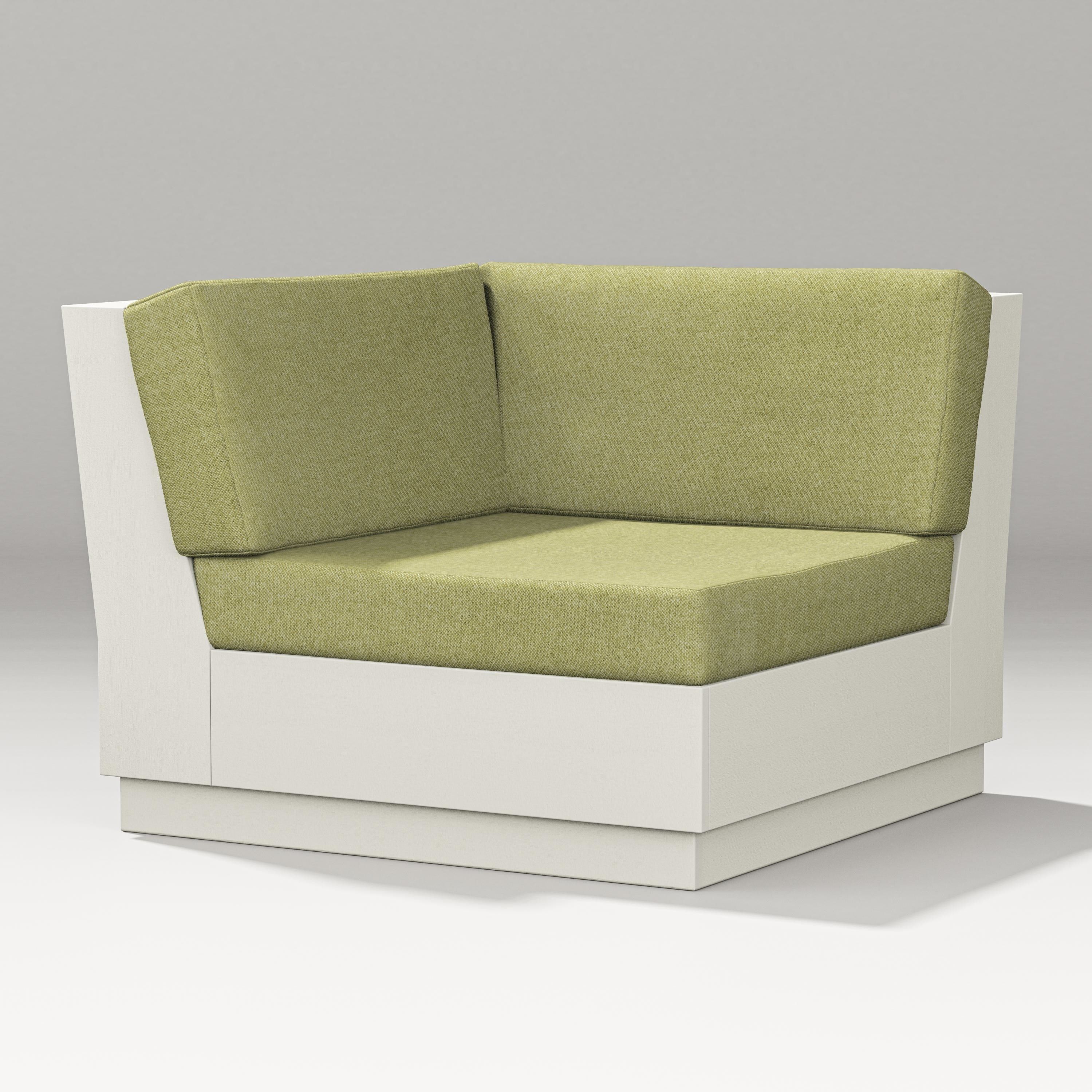 PW Designer Series Elevate Modular Corner Chair in Vintage White / Chartreuse Boucle