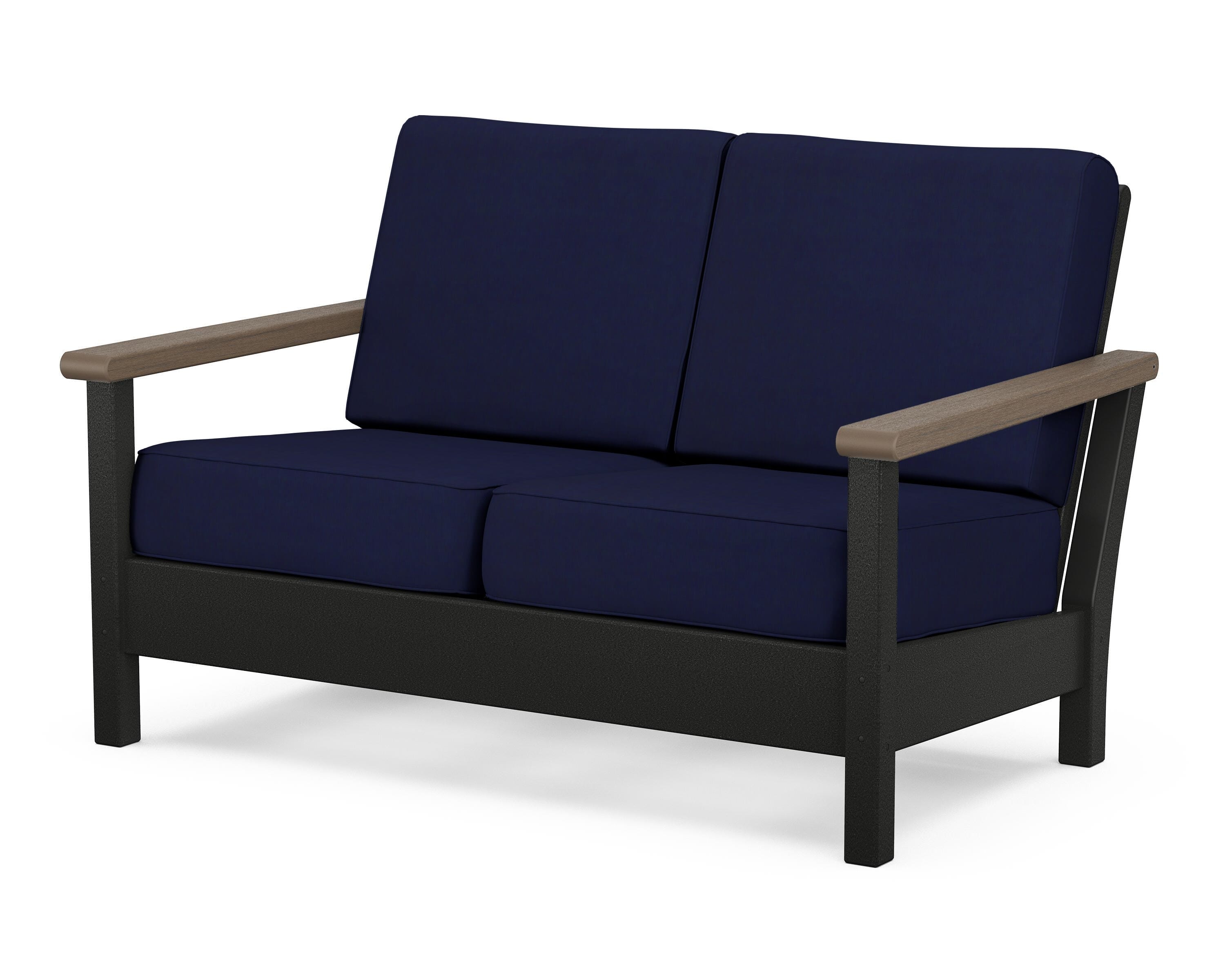 POLYWOOD® Harbour Deep Seating Loveseat in Black / Kona / Navy