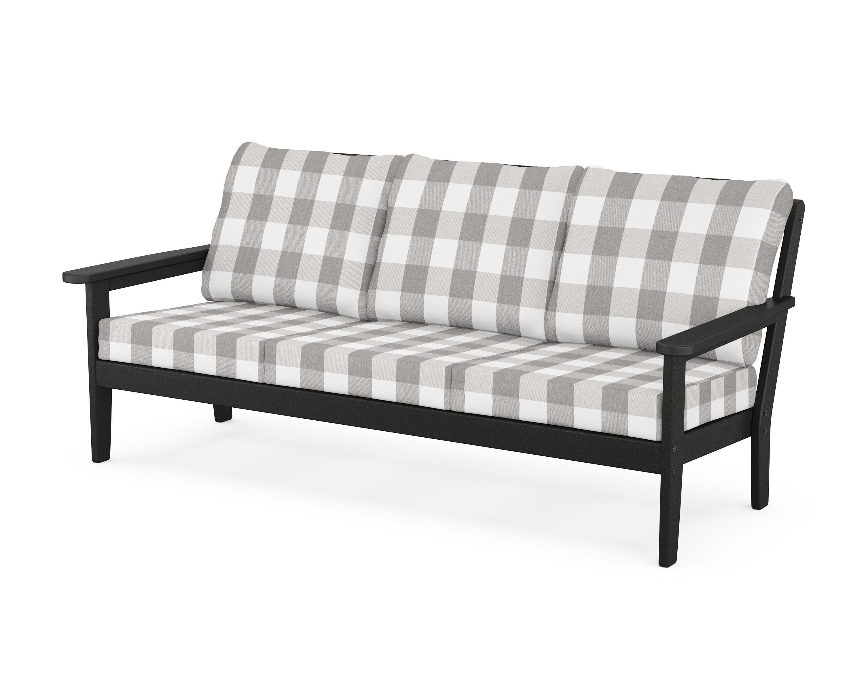 Country Living Cottage Deep Seating Sofa in Black / Buffalo Plaid Grey Mist
