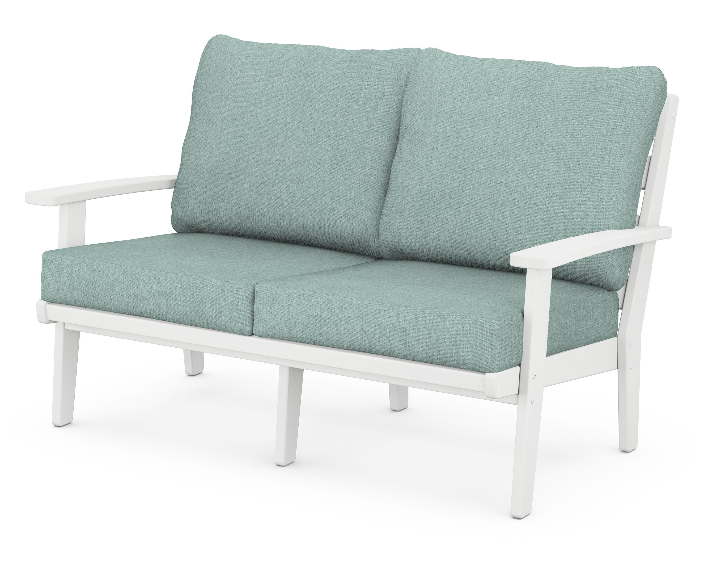 POLYWOOD® Grant Park Deep Seating Loveseat in White / Glacier Spa