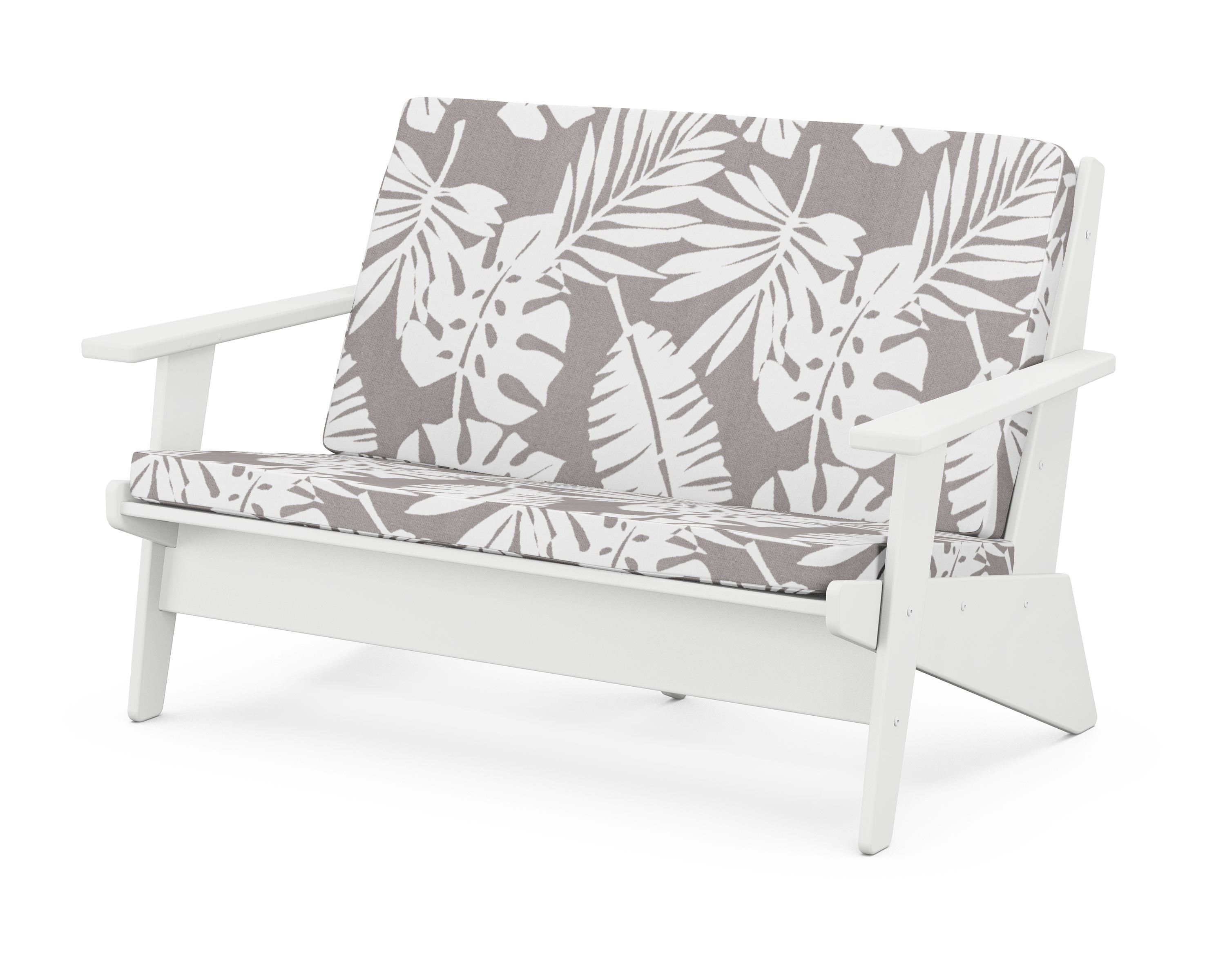 POLYWOOD® Riviera Modern Lounge Loveseat in White / Leaf Grey Mist