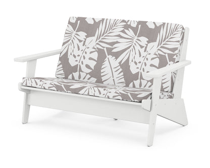 POLYWOOD® Riviera Modern Lounge Loveseat in White / Leaf Grey Mist