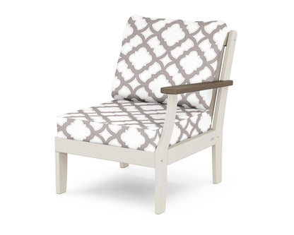 POLYWOOD® Braxton Modular Right Arm Chair in Sand / Kona / Trellis Grey Mist