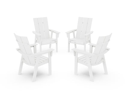POLYWOOD® Modern 4-Piece Curveback Upright Adirondack Conversation Set in White