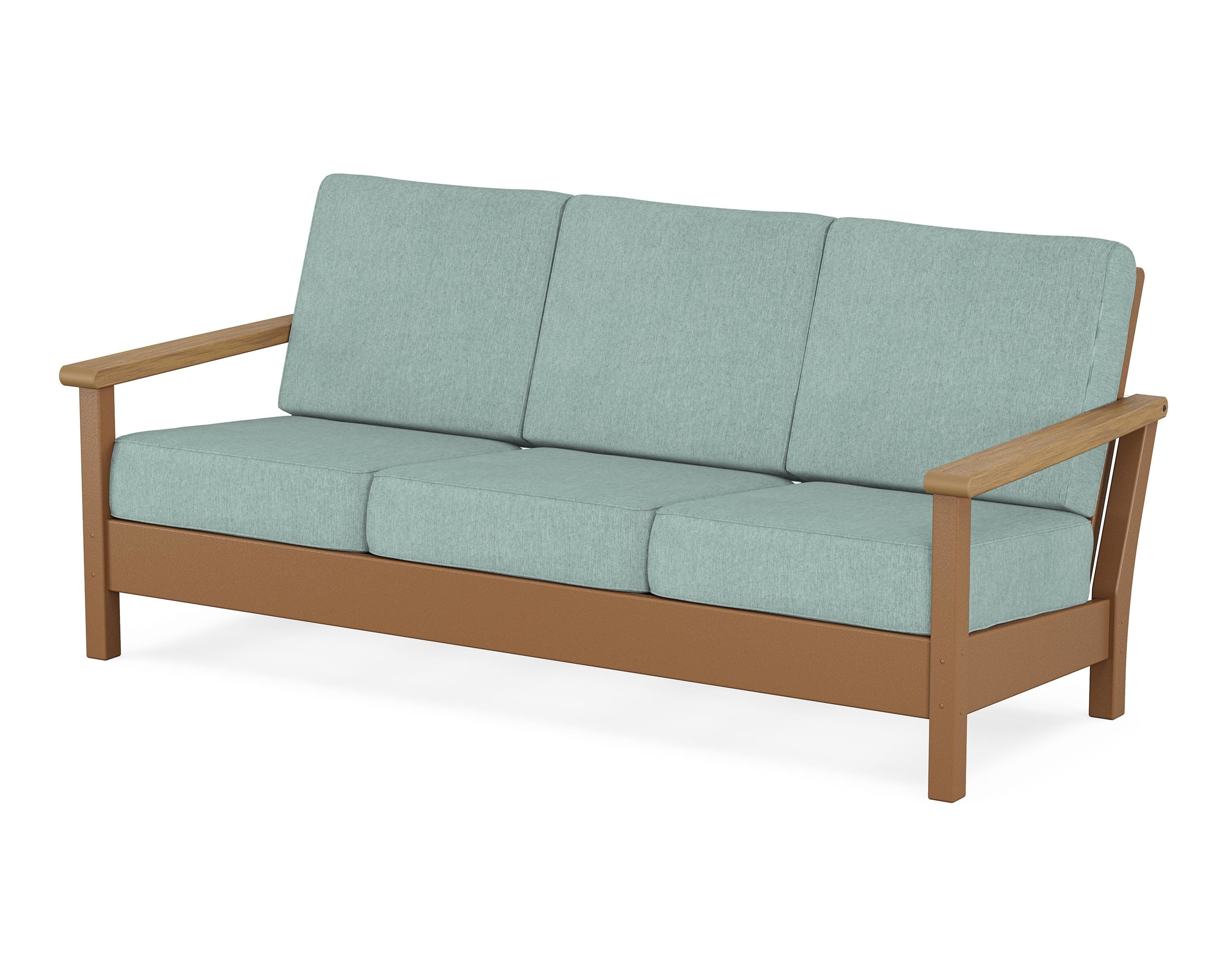 POLYWOOD® Harbour Deep Seating Sofa in Teak / Natural / Glacier Spa