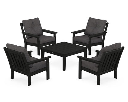 POLYWOOD® Vineyard 5-Piece Deep Seating Conversation Set in Black / Ash Charcoal