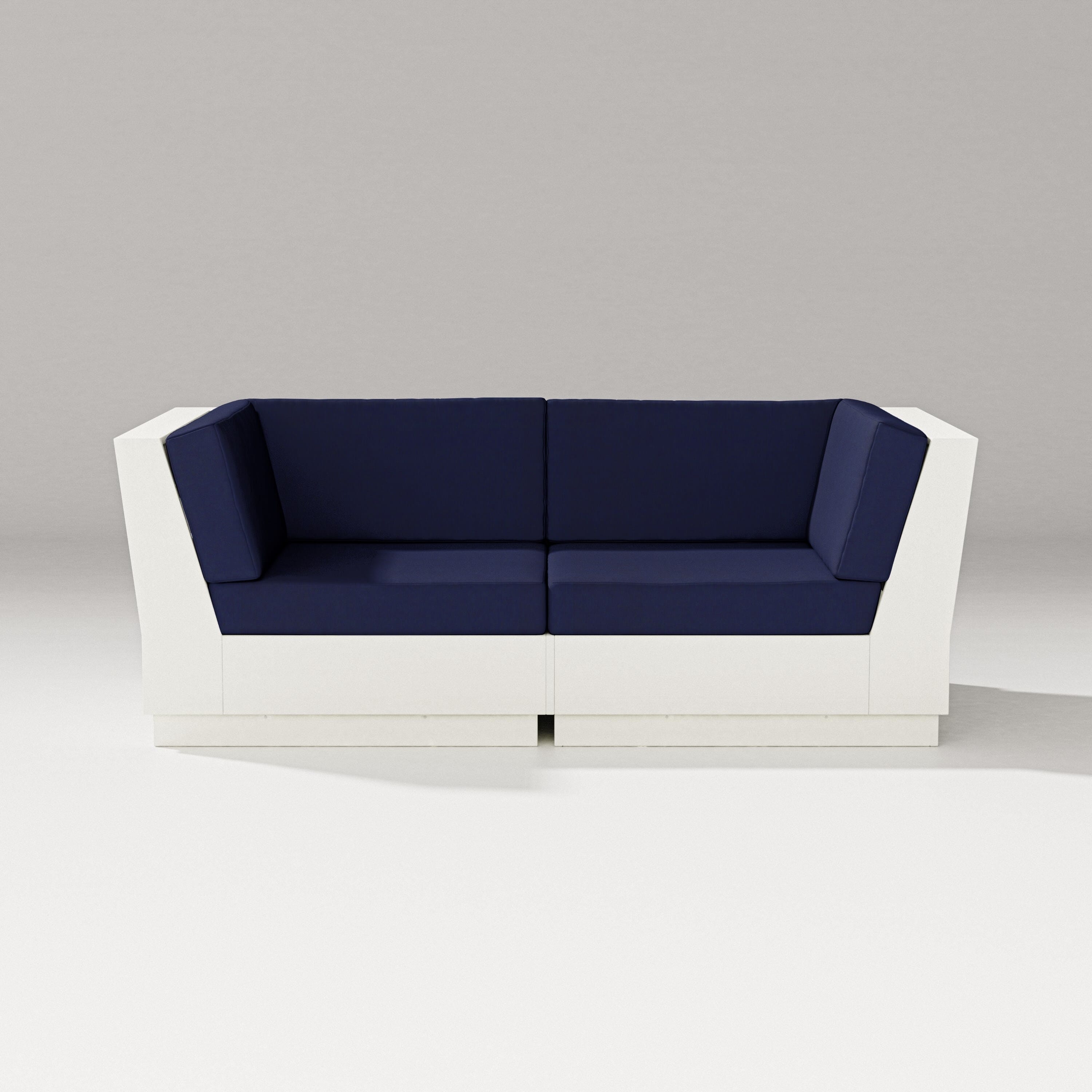 PW Designer Series Elevate Loveseat Sectional in Vintage White / Navy
