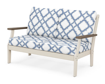 POLYWOOD® Braxton Deep Seating Loveseat in Sand / Kona / Trellis Sky Blue