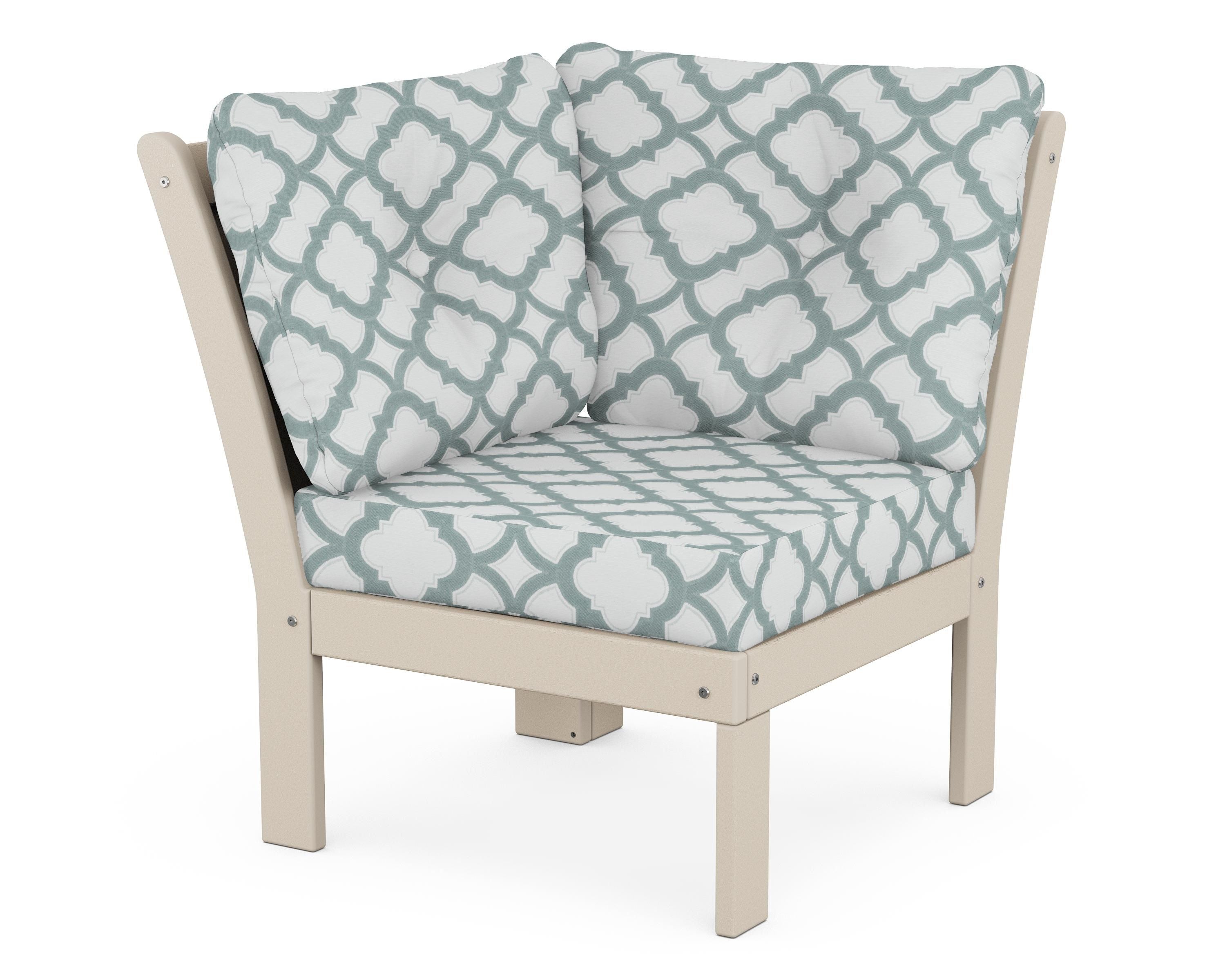 POLYWOOD® Vineyard Modular Corner Chair in Sand / Trellis Glacier Spa