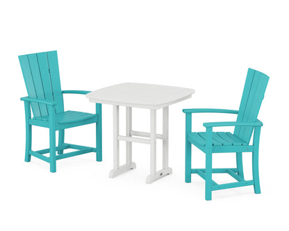 POLYWOOD® Quattro 3-Piece Dining Set in Aruba / White