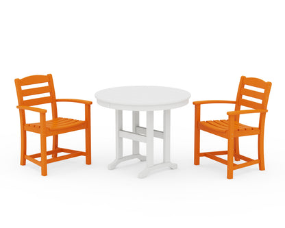 POLYWOOD® La Casa Café 3-Piece Round Dining Set in Tangerine / White