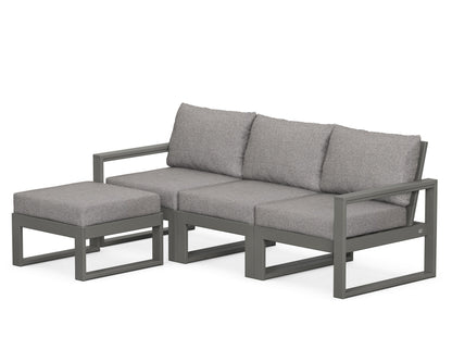 POLYWOOD® EDGE 4-Piece Modular Deep Seating Set with Ottoman in Slate Grey / Grey Mist
