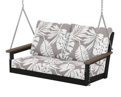 POLYWOOD® Vineyard Deep Seating Swing in Black / Kona / Leaf Grey Mist