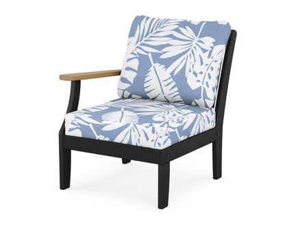 POLYWOOD® Braxton Modular Left Arm Chair in Black / Natural / Leaf Sky Blue