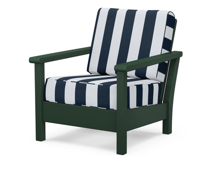 POLYWOOD® Harbour Deep Seating Chair in Green / Cabana Stripe Marine Indigo