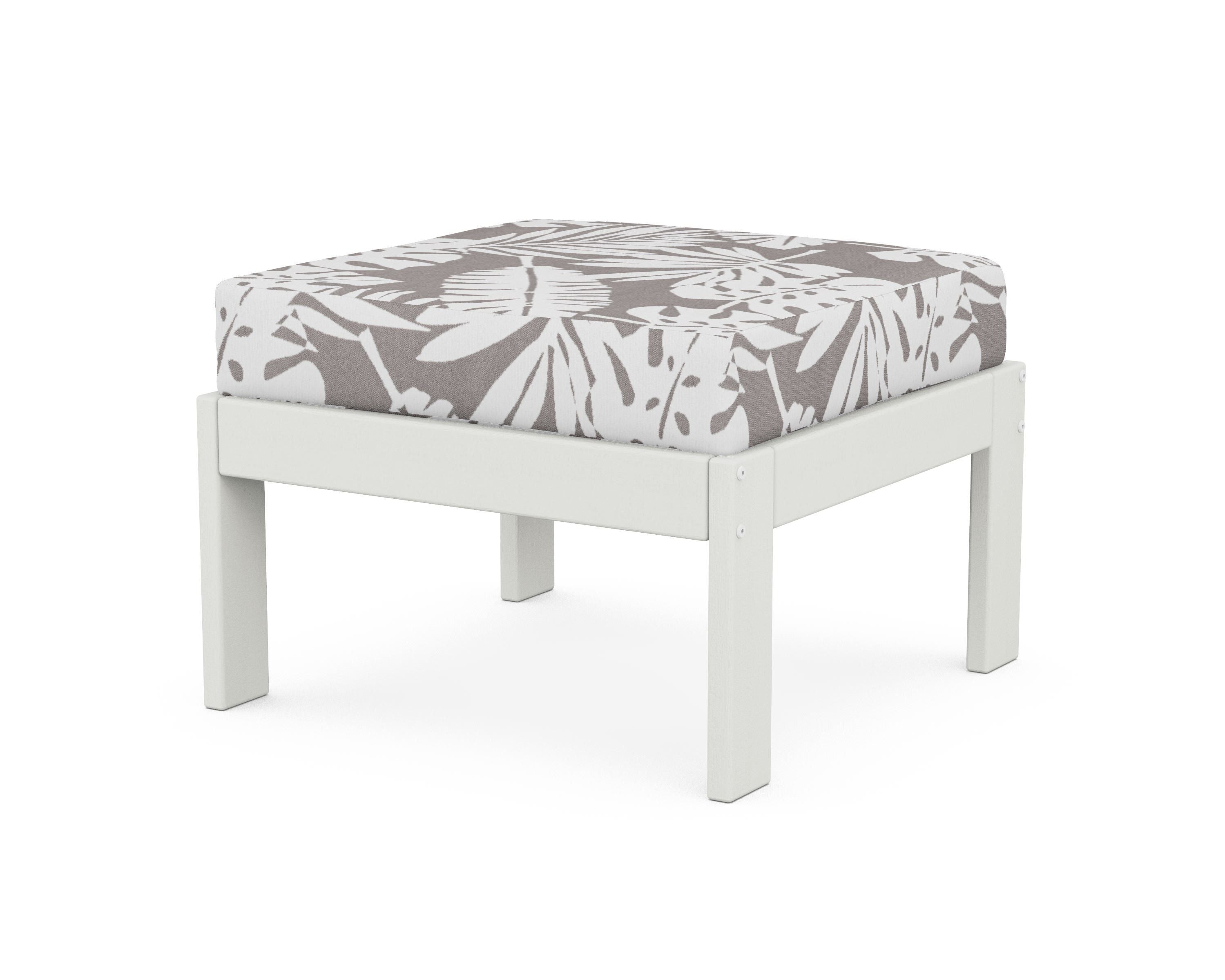 POLYWOOD® Vineyard Modular Ottoman in Vintage White / Leaf Grey Mist