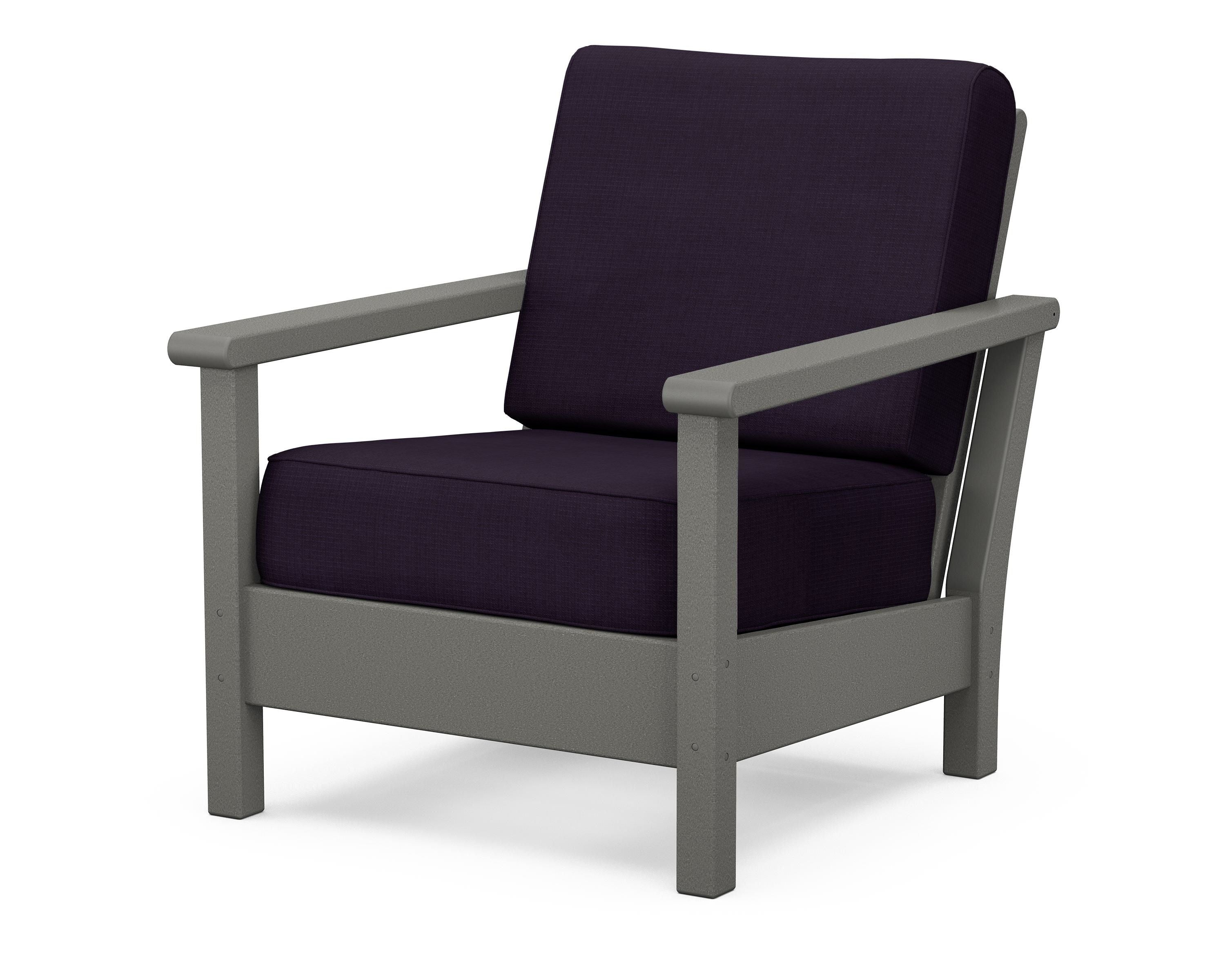 POLYWOOD® Harbour Deep Seating Chair in Slate Grey / Navy Linen
